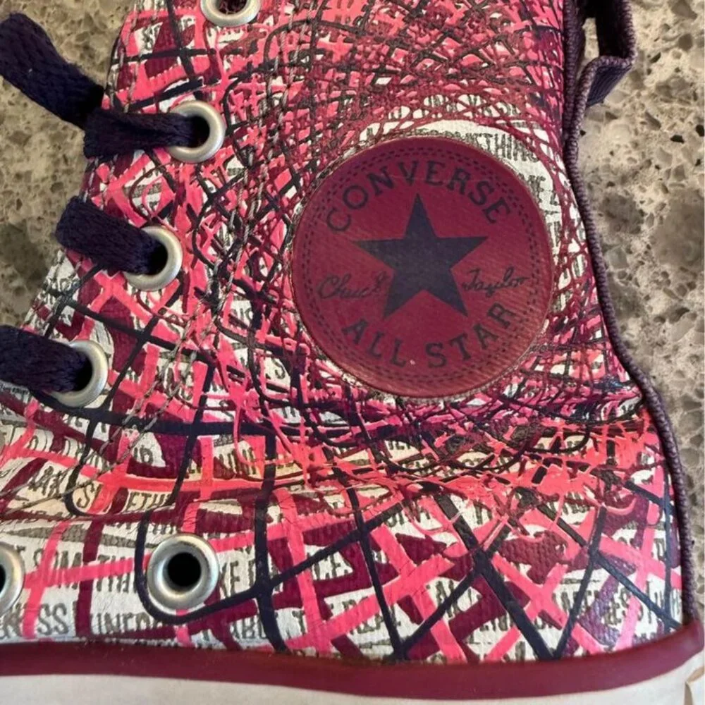 Converse Chuck Taylor Party Pink and Purple Hi Tops with Tulle-Junior Size‎ 12